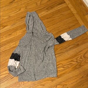 Gray Hoodie with Black and Cream Accents